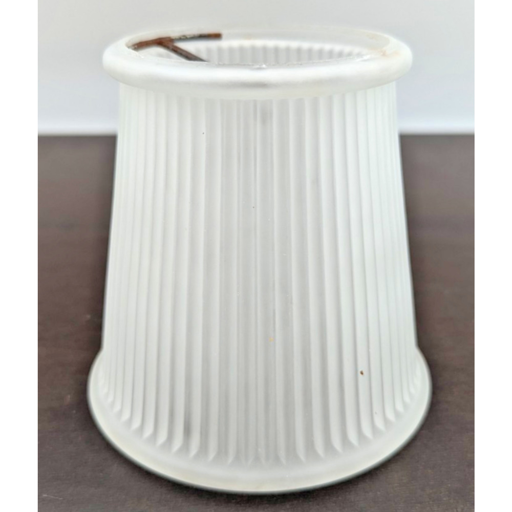 Clip-On Shade Pleated Ribbed Frosted Glass Bulb Mount Shade